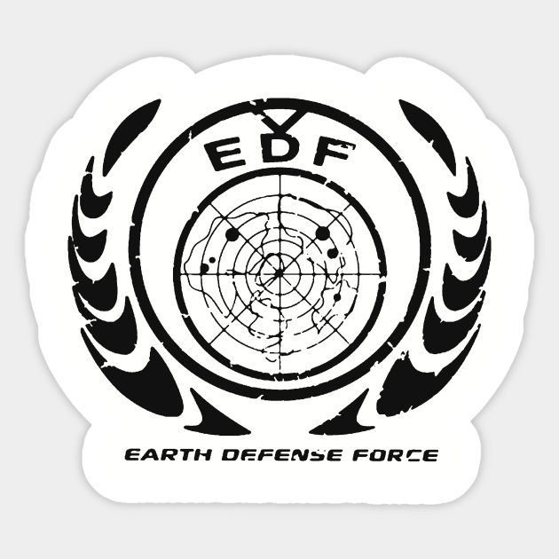 Earth Defense Force Logo - Black - Edf - Sticker | TeePublic